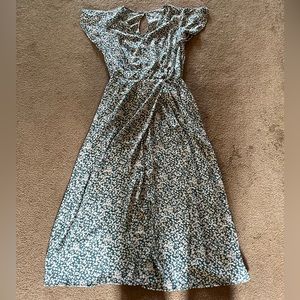Green and white floral dress